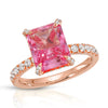 pink sapphire radiant cut pavé ring