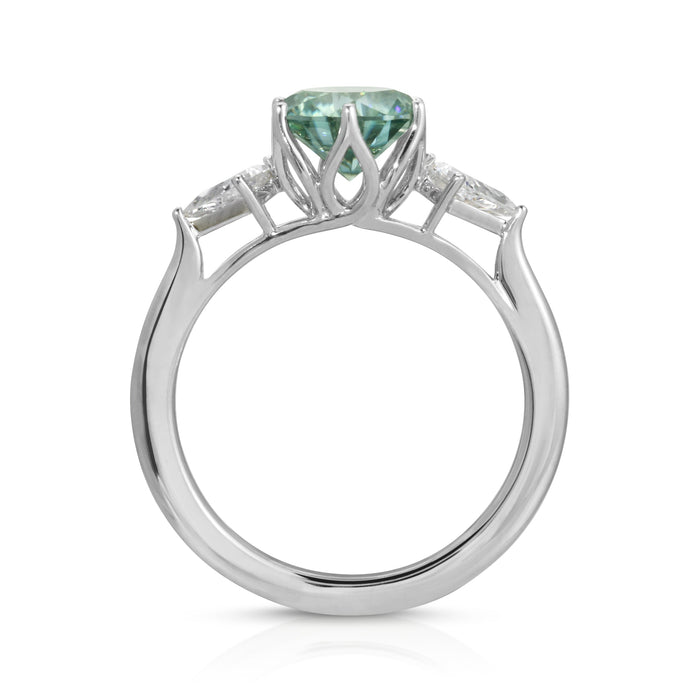 Avery Vert | Moss Green Moissanite and Kite Accents Ring | Ready to Ship