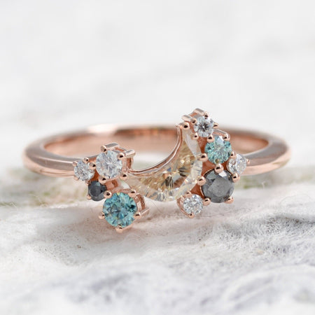 rose gold crescent moon ring