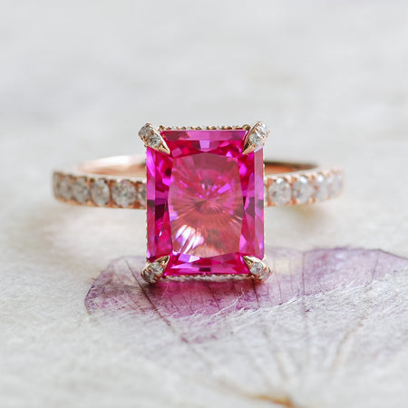 pink sapphire ring sapphire moissanite ring