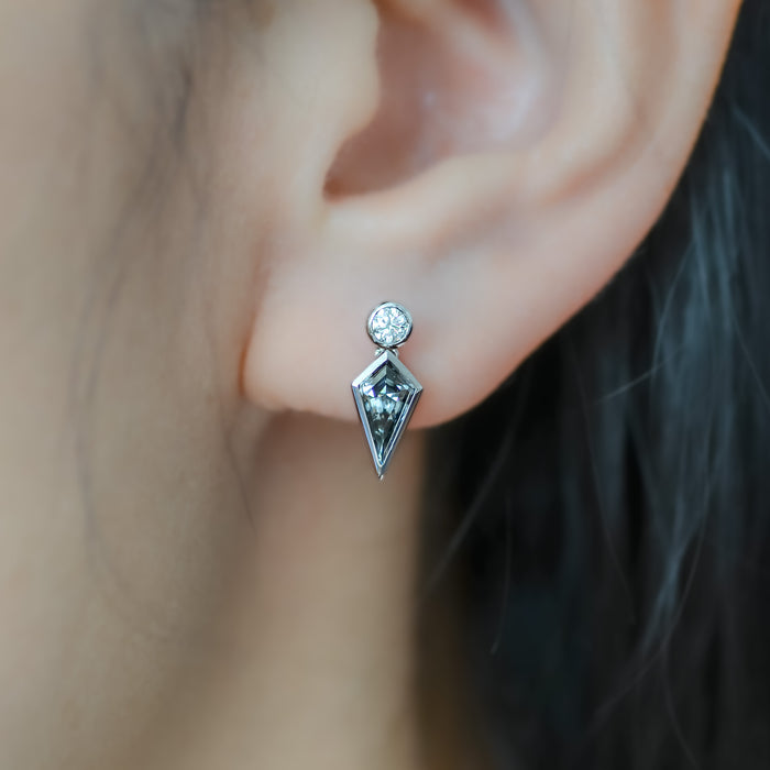 Harper | Kite Cut Gray Moissanite Geometric Drop Earrings