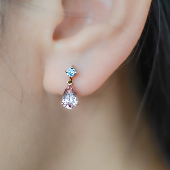 Talia | Cultured Rosé Sapphire and Moissanite Drop Earrings